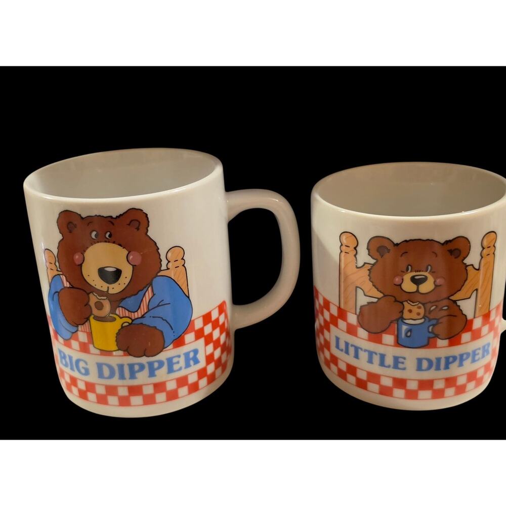 Two Mugs Big and Little Dipper Vintage Avon Papa Baby Bear